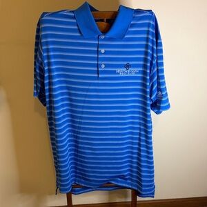 Adidas Men's Polo in Blue and White Stripes